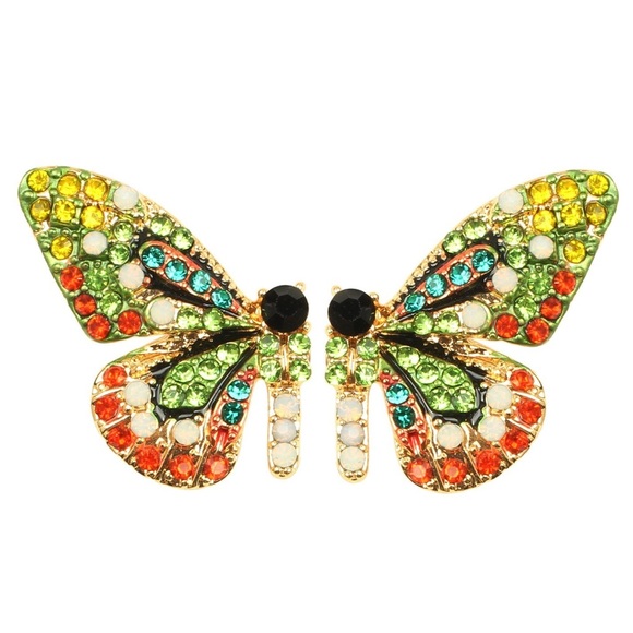 New FP Crystal Butterfly Open Wing Stud Earrings - Picture 13 of 16